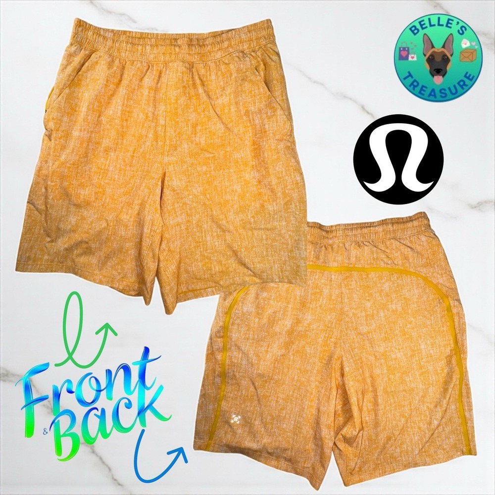 Lululemon 'Pace Breaker' Shorts Mens Medium 9" Athletic Orange Lined Gym Lounge